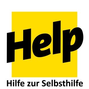 Logo mit Aufschrift HELP und Untertitel: Hilfe zur Selbsthilfe